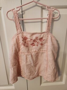 abercrombie kids Pale Pink Girls' Floral Lace Embroidered Cami Top, Size 9/10